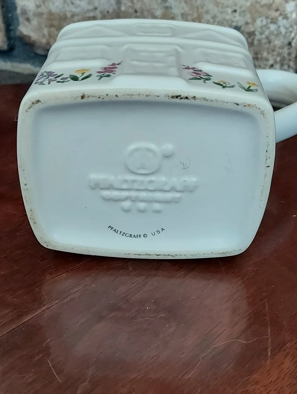 Pfaltzgraff Cape May Cottage House Floral Pattern Bisque Creamer Pitcher Gravy